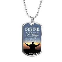 Express Your Love Gifts Believe and You Will Receive Bible Necklace Stainless St - £42.80 GBP