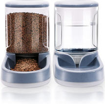 Automatic Feeder And Waterer Set For Small Medium Big Pets Gray NEW - £32.33 GBP