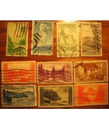 1934 National Parks Stamps a complete set of 10 , 1  through 10 cent stamps - $10.95