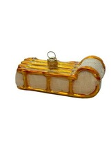 Hand Blown Glass Ornament Sleigh Sled Gold White Poland - $20.10 CAD