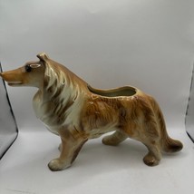 Vintage Collie Dog Ceramic Planter Statue Figurine Home Decor Collectible - £17.79 GBP