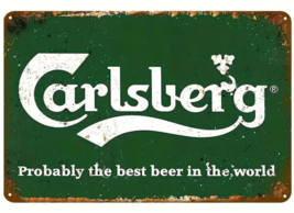 Carlsberg Premium Pilsner Beer Vintage Novelty Metal Sign 12&quot; x 8&quot; Wall Art - £7.03 GBP