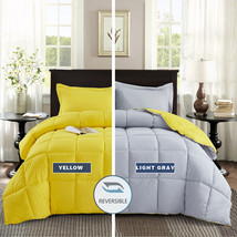 HIG Down Alternative Comforter Set 3 Pcs All Season Reversible Comforter-Yellow - £19.34 GBP+