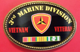 Vietnam Veteran 3rd MARINE DIVDIVISION  Epoxy Belt Buckle - NEW - $16.78