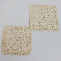 Vintage Hand Crochet Raised Beige Flower Doily 4 Inch SET OF 2 - £8.24 GBP