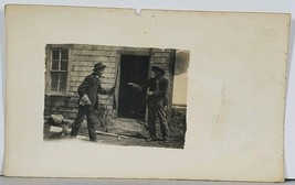 Hanley Sask. Canada Young Men with Rifles Fooling Around RPPC c1907 Postcard K15 - £15.68 GBP