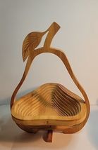 Wood Fruit Basket & Folding Collapsible Trivet Pear Shaped image 8
