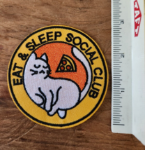 CAT Patch Iron On or Sew on Patch Kitten Iron-On Eat &amp; Sleep Social Club... - £2.39 GBP