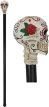 White Colorful Day Of The Dead Skull Prop Accessory Walking Cane For Parties - £32.76 GBP