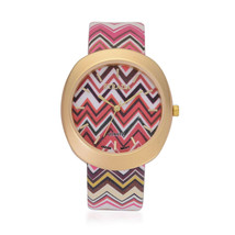 STRADA Japanese Movement Watch w/Pink Zig Zag Band &amp; Stainless Steel Bac... - $11.25