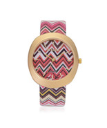 STRADA Japanese Movement Watch w/Pink Zig Zag Band &amp; Stainless Steel Bac... - $11.25