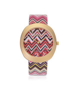 STRADA Japanese Movement Watch w/Pink Zig Zag Band &amp; Stainless Steel Bac... - £18.97 GBP