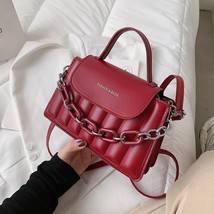 Casual Women Pure Color PU Leather Chain  Crossbody Messenger Bag Fashion Ladies - £88.67 GBP