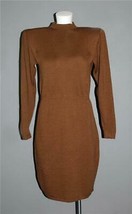VTG Caramel / Cinnamon Brown Finely Knit L/S Elastic Waist Sweater Dress Wm&#39;s 4 - £37.56 GBP