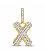 10kt Yellow Gold Mens Round Diamond X Letter Charm Pendant 1-1/3 Cttw - £910.29 GBP