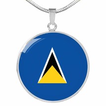 Saint Lucia Flag Necklace Stainless Steel or 18k Gold 18-22&quot; - £33.46 GBP+