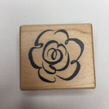 Wood Mounted Rubber Stamp C-2236 Rose Flower Blossom 1.5&quot; X 1.5&quot; - £7.96 GBP