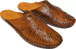 Mens Kolhapuri Leather chappal handmade HT57 Flat ethnic Sandals US size 7-12 - £31.92 GBP