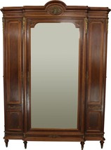 Antique Armoire French Louis XVI Style, Mahogany, 3-Door, Mirror, Ormolu - £4,131.87 GBP
