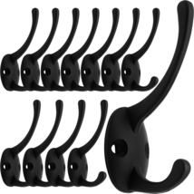 Ibosins 12 Pack Black Coat Hooks Wall Mounted with 24 Screws Retro Doubl... - £12.05 GBP