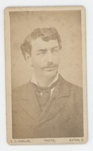 Antique CDV Circa 1870s Handsome Man in Suit With Mustache Harlan Eaton, OH - £9.58 GBP