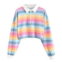 MIARHB Hoodies Sweatshirt Women Colorful Stripe Long Sleeve Pullover Sweatshirt  - £148.22 GBP