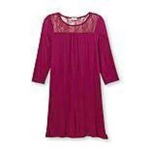 Womens Pajamas Nightgown Jaclyn Smith Red Long Sleeve Knit Lace-size M - £17.12 GBP
