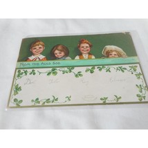 Vintage 1909 Postcard posted w/ stamp Embossedchildren Clapsaddle shamrock - $245.52 MXN