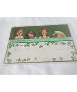Vintage 1909 Postcard posted w/ stamp Embossedchildren Clapsaddle shamrock - $245.52 MXN