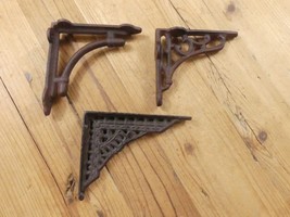 3 Shelf Brackets Small Cast Iron Rustic Welding *READ* CASTING CHIPS DEF... - $13.99
