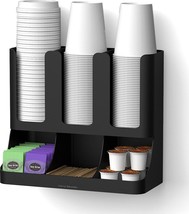 Coffee Cup Storage Organizer Condiment Holder 6-Compartment Upright Caddy Office - £29.25 GBP