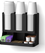 Coffee Cup Storage Organizer Condiment Holder 6-Compartment Upright Cadd... - £28.85 GBP