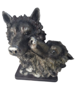 Decorative Wolf Statue, Black and Silver Wolf Sculpture, Office Decor, H... - $100.00