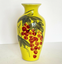 Vintage MCM Berry or Grape Cluster Yellow Mid Century Modern Vase 6&quot; Tall - $29.95