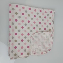 Just Born Thermal White Pink Gray Polka Dot Baby Girl Receiving Swaddle Blanket - £31.47 GBP