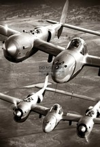 Lockheed P-38 Lighting Fighters In Flight WW2 13X19 Sepia Photo Poster - £13.53 GBP