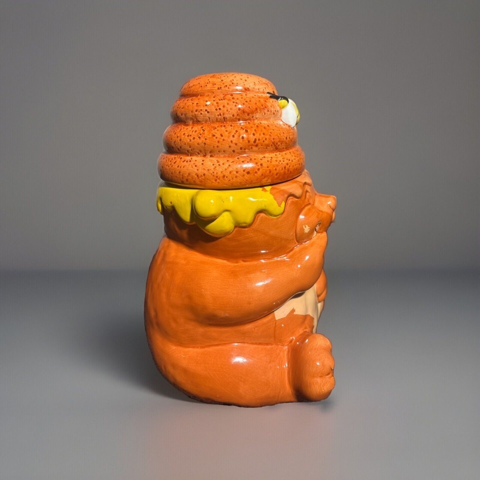 Vintage 1970’s Certified International Teddy Bear Cookie Jar Eating Honey Bee Item image 4