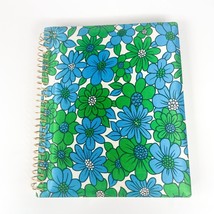 Vtg Flower Power Blue Green Fabric Self Adhesive Scrap Booking Photo Alb... - $24.74