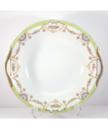 Antique Hand-Painted Nippon Serving Bowl 9.25in White Green Gold Pink Fl... - £54.25 GBP