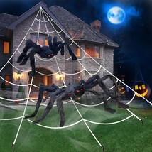 Giant Spider Web Halloween Decorations Outdoor With 50Inch &amp; 30Inch Large Spider - £30.25 GBP