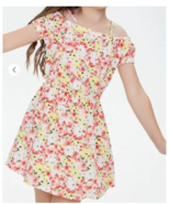 FOREVER 21 Girls Open-Shoulder Dress (Kids), White/Multicolored Size 13/... - $9.00