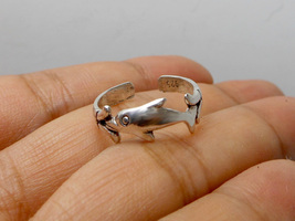Silver Dolphin Toe Ring, 925 Sterling Adjustable Ring, Handmade Fish Toe Ring - £11.96 GBP