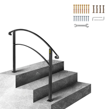 VEVOR Handrails for Outdoor Steps Fits 1 or 3 Steps, Black Wrought Iron ... - $57.99