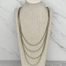 Chico’s Silver and Gold Tone Multi Strand Barrel Chain Link Necklace - £10.26 GBP
