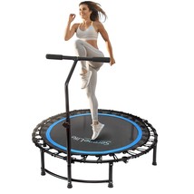 40" Inch Portable Fitness Trampoline  Sports Trampoline With Adjustable Handrail - £130.68 GBP