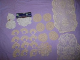 Lot of Crochet Doilies Victorian Style Napkin Rings,Coasters Cottage Chic - £10.35 GBP