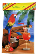 Parrot Drinks Bird Yard Garden Flag Welcome 12&quot;x18&quot; Outdoor Beach Summer... - £17.34 GBP