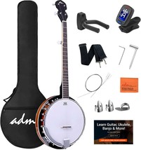 Adm 5 String Full Size Banjo Guitar Kit, 24 Bracket Beginner Banjoe, Lar... - $285.94