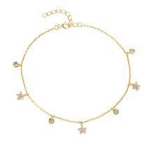 925 sterling silver multiple charms flower star round zircon gold plated... - £23.31 GBP