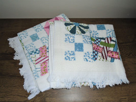 Cannon Bath Towel Fringe Patchwork Quilt Vintage Cottagecore Farm House ... - $19.80